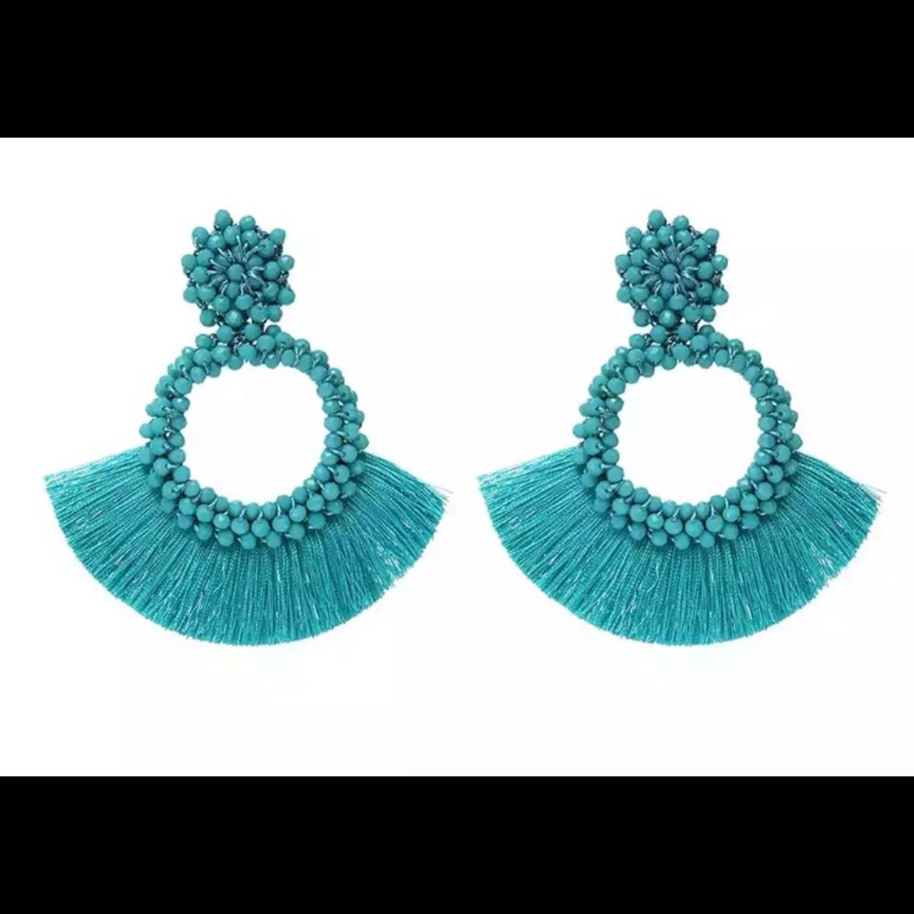 🐬3 / $20🐬❗️ Tassel turquoise earrings - Picture 2 of 4